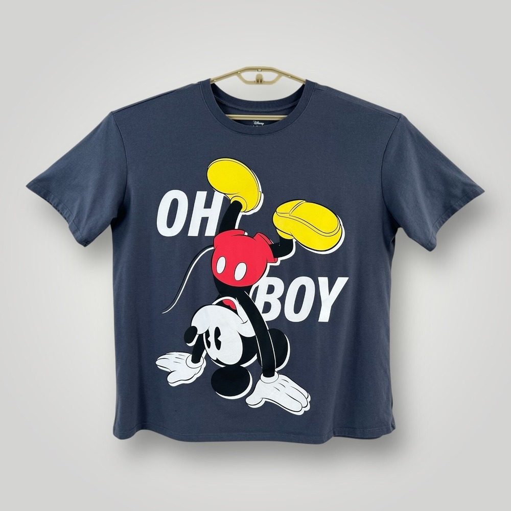 Disney Mickey Mouse Word Art T-Shirt Womans 3XL Gray DOUBLE SIDED Short Sleeves